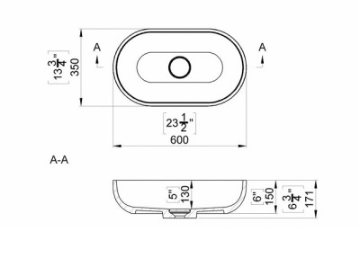 LAVOAR CHIRA OVAL 60X35X17.1 CM FARA PREPLIN